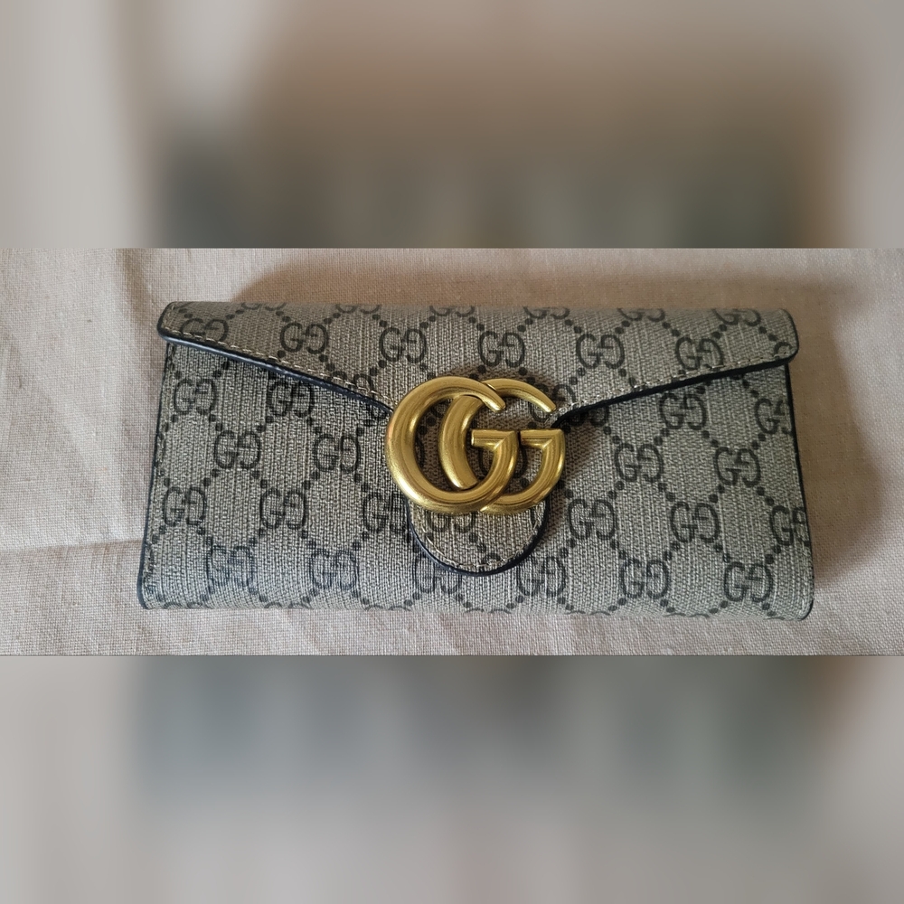 GG Beige Monogram Wallet